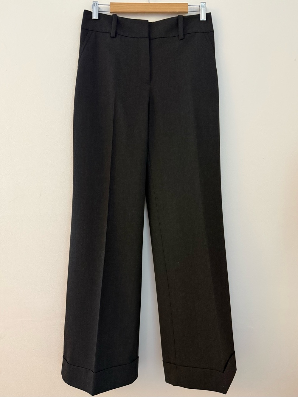 Trina Turk Women's Cuffed Wide Leg Trousers Charcoal Gray Size 6